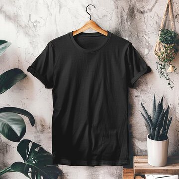Black Round Neck T-Shirt Mockup for Custom Branding