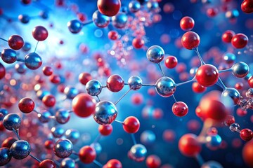 Mesmerizing Red Particles Floating in a Soft Blue Background - Tilt-Shift Photography of Molecular Structures