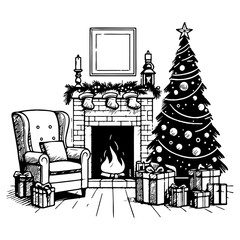 Christmas Interior Room Scene.