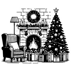 Christmas Interior Room Scene.