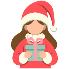 Girl Holding a Christmas Gift.