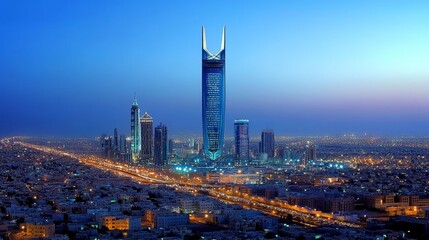 A night view of the Kingdom of Saudi Arabia showcase skyline