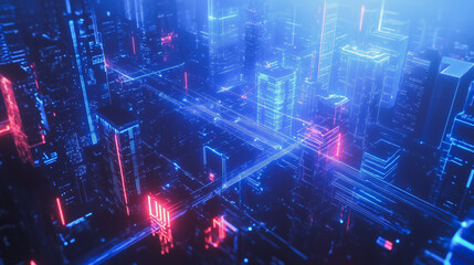 Smart digital city with connection cyber security network reciprocity over the cityscape . future smart wireless digital city and social media networking systems that connects people within the city