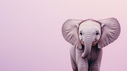 Baby Elephant on Pink Background