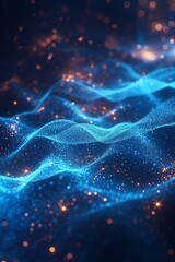 Obraz premium Depicting Abstract blue background with digital connections and waves, technology concept