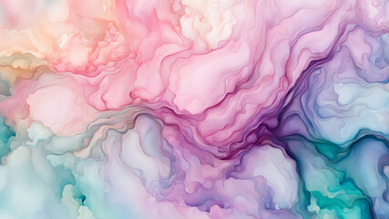 Fototapeta premium A colorful painting with a pink and blue swirl