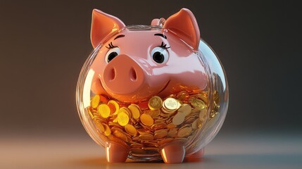 Piggy Bank And Golden Coins, Generative AI