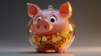 Piggy Bank And Golden Coins, Generative AI