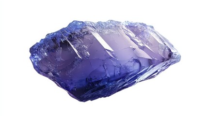 Fototapeta premium Vibrant translucent amethyst gemstone with sharp facets on white background