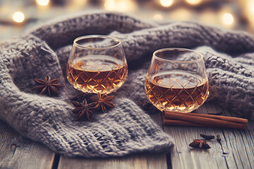 Two Glasses of Krambambuli on Table