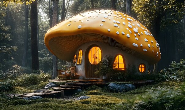 mushroom house- a cottage with a spotted cap as a roof image of zzzzzzzzzzzzzz Mushroom Cottage