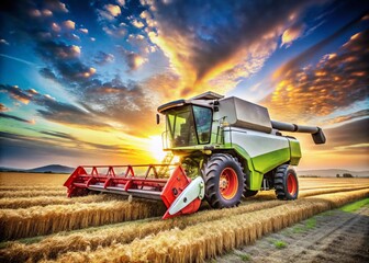 Obraz premium Modern Agricultural Combine: Innovative Design and Technology for Efficient Crop Harvesting in Contemporary Farming Practices