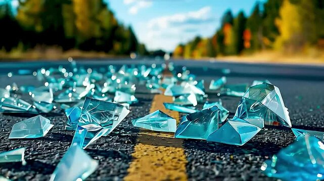 broken glass on a road