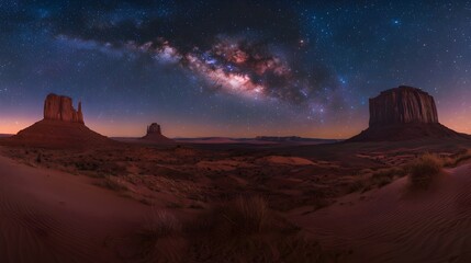 Obraz premium Night Sky Illuminating Desert Rock Formations Under the Milky Way