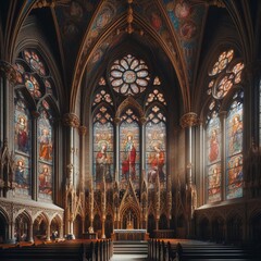 Obraz premium Gothic Revival Church Windows ;