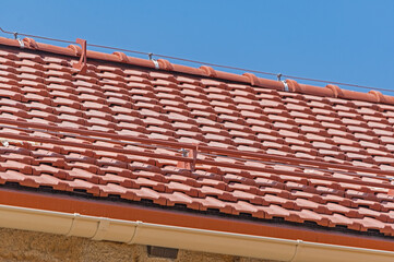 Red metal tile building