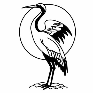 recommend clip art: Minimalist Crane Line Art Vector