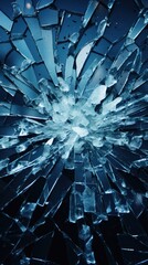 Shattered glass abstract ice destruction.