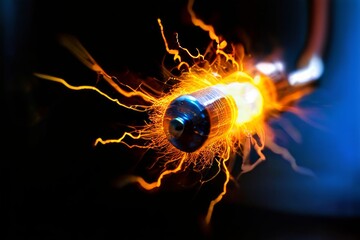  electric discharge spark with ionization a close up of an elect