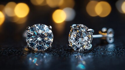 Fototapeta premium Stunning Diamond Earrings on Dark Background
