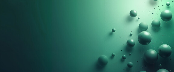 Abstract Green Spheres in Gradient Background Representing Bubbles or Particles