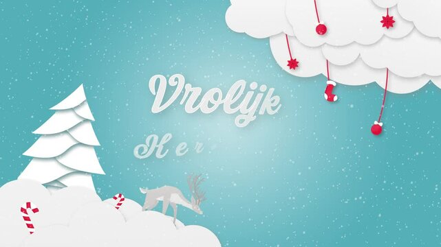 Merry Christmas Video. Text In dutch ""	Vrolijk Kerstfeest"" Animation