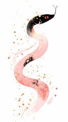 Obraz premium Traditional Chinese pink and white watercolor snake illustration poster background