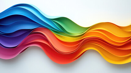 Colorful abstract 3d isolated waves on white background for banners,wallpaper and modern holiday designs for pride month. 