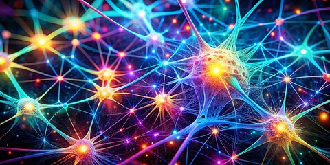 Neon Neural Network: Glowing Synaptic Connections in a Bioluminescent Web for Futuristic Technology, Digital Art, Artificial Intelligence, and Sci-Fi Themes