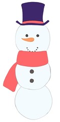 マフラーとシルクハットをつけた雪だるま