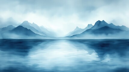 Serene Misty Mountains and Reflection