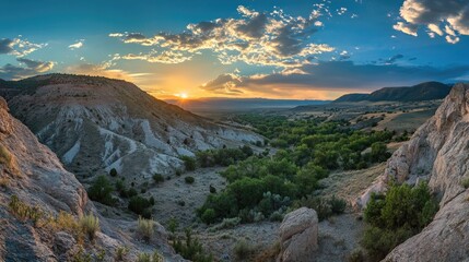 Fototapeta premium Sunset over mountain valley