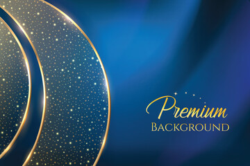 Premium Background With Glowing Bling Lights On Blue Background. Royal Ethnic Theme Elements Concept Design Vector Illustration For Movie, Television Award, Festival Sale Celebration Etc.