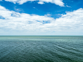 Landscape beautiful summer panorama wide horizon look viewpoint  shore open sea beach cloud clean and blue sky background calm nature ocean wave water nobody travel at thailand chonburi sun day time