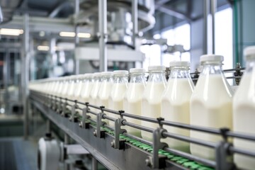 Fototapeta premium Factory dairy milk bottle.