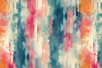 Fototapeta premium Abstract Washed Digital Watercolor Painting stripe brush pattern background. Boho Camouflage Strokes Tie Dye Batik. Ombre gradient multicolor for surface print ikat gradient tileable wallpaper. Retro 