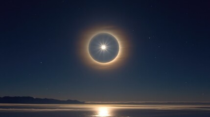 Stunning Solar Eclipse Over a Serene Ocean Landscape