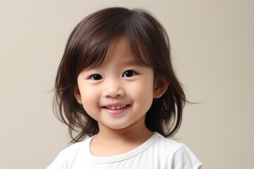 Asian little girl portrait smiling child.