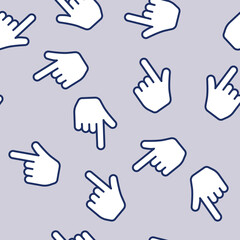 Hand cursor sign isolated seamless pattern. Pointer, hand touch and tap gesture icon, texture. Click here, finger, touch, cursor, mouse symbol