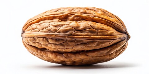 Obraz premium Panoramic View of Isolated Walnut in Shell on White Background for Culinary and Nutritional Uses, Perfect for Food Photography, Healthy Eating Concepts, and Natural Ingredients