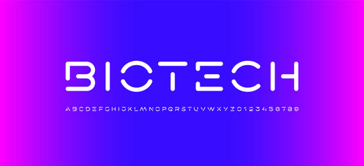 Technology font, digital cyber alphabet made futurism style, letters A, B, C, D, E, F, G, H, I, J, K, L, M, N, O, P, Q, R, S, T, U, V, W, X, Y, Z and numerals 0, 1, 2, 3, 4, 5, 6, 7, 8, 9 space style.