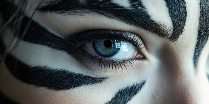 Close-up of eye with zebra print
