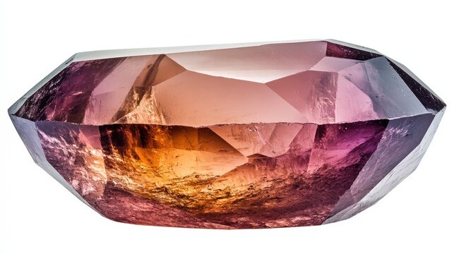 Stunning faceted ametrine gemstone with rich purple and amber hues