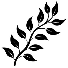 Branch with leaves silhouette  vector illustration 