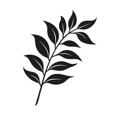 Branch with leaves silhouette  vector illustration 