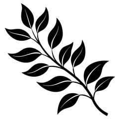 Branch with leaves silhouette  vector illustration 