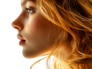 Beautiful Blonde Woman - Side View isolated PNG