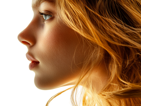 Beautiful Blonde Woman - Side View isolated PNG - Powered by Adobe