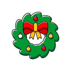 Christmas wreath icon. Outline icons. Holiday symbol