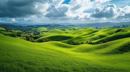 Fototapeta premium Mountain Landscape with Grass Field